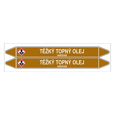 Značení potrubí, těžký topný olej,2 ks, 450 × 52 mm
